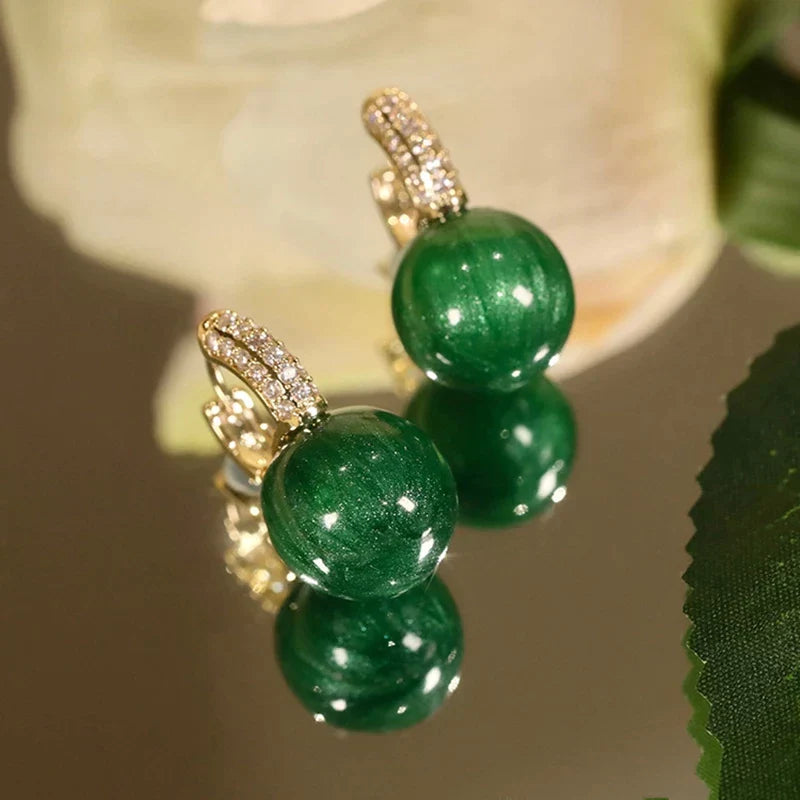 Green Pearl Earrings in Gold-Westeryn