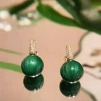 Green Pearl Earrings in Gold-Westeryn