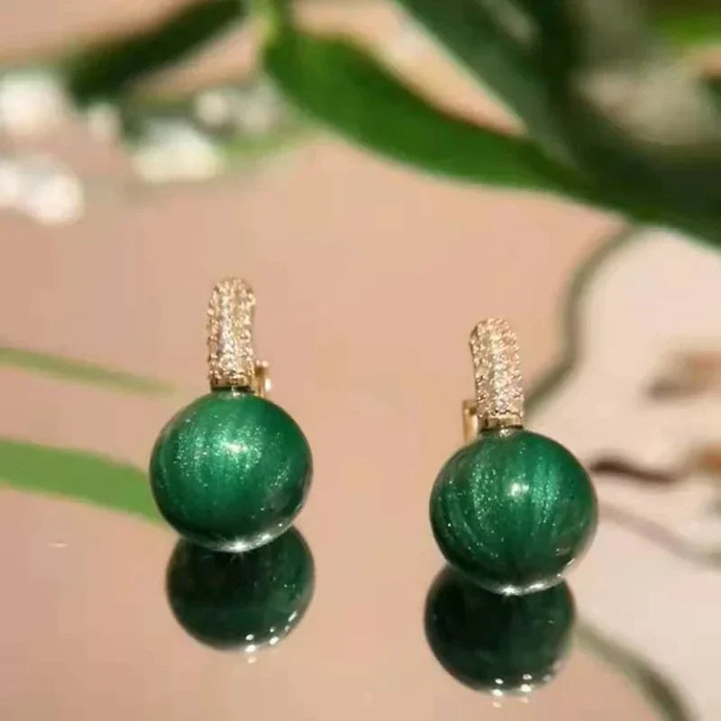 Green Pearl Earrings in Gold-Westeryn