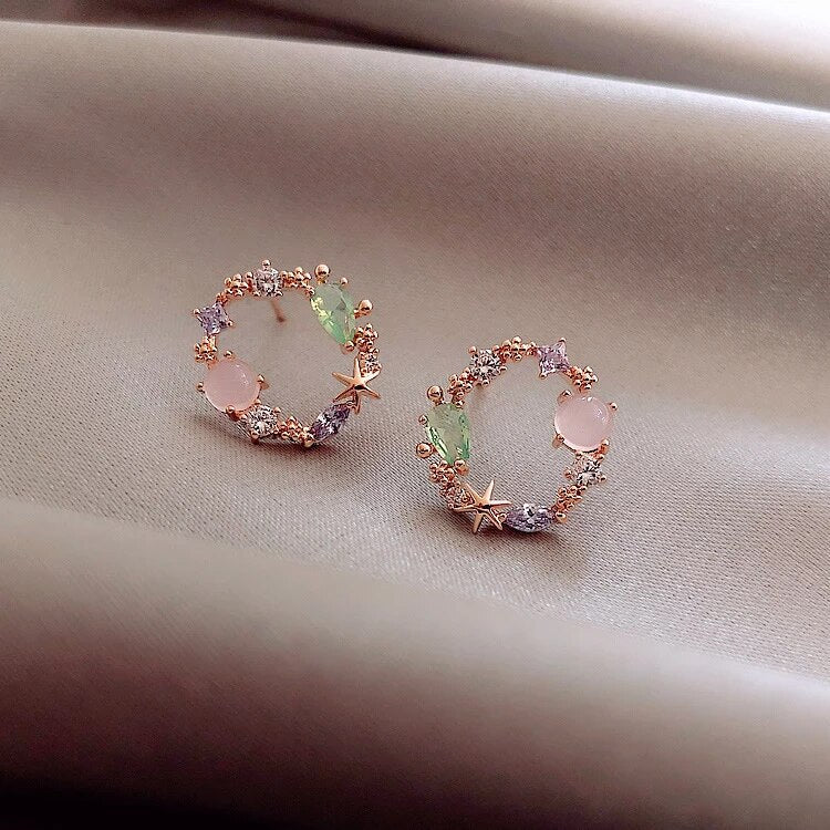Crystal Floral Earrings in Rose Gold-Westeryn