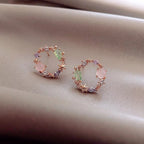 Crystal Floral Earrings in Rose Gold-Westeryn