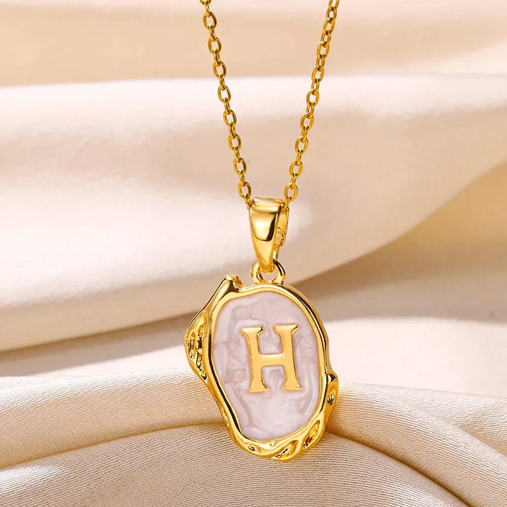 Silver Ocean Necklace with Initials at the Bottom of the Sea