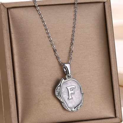 Silver Ocean Necklace with Initials at the Bottom of the Sea