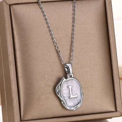 Silver Ocean Necklace with Initials at the Bottom of the Sea