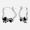 NOVA – Elegant Huggie Earrings with Heart & Paw in Silver Look and Black Enamel for a Stylish Appearance-Westeryn