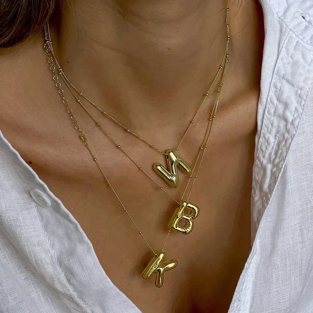 Special Initials Necklace in Silver with Balloon Bubbles