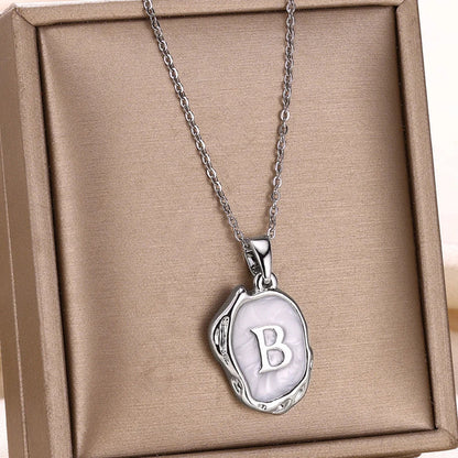 Silver Ocean Necklace with Initials at the Bottom of the Sea