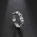 Adjustable Stainless Steel Paw Print Tattoo Ring – Stylish Jewelry for Animal Lovers-Westeryn