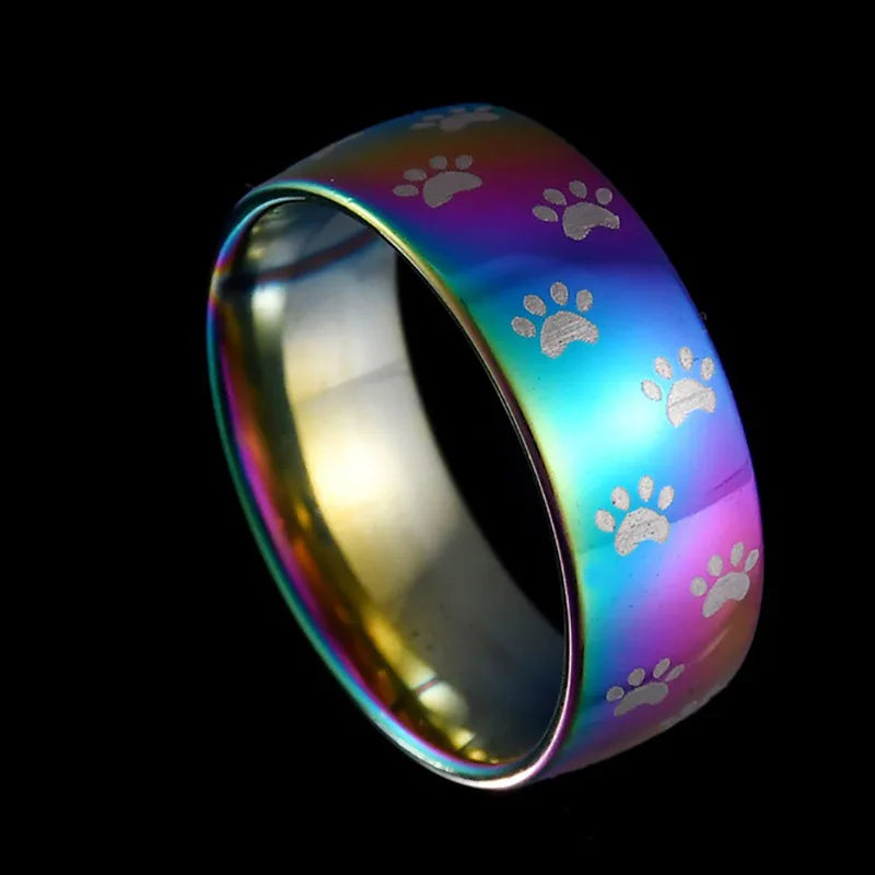 Radiant Paw Print Ring