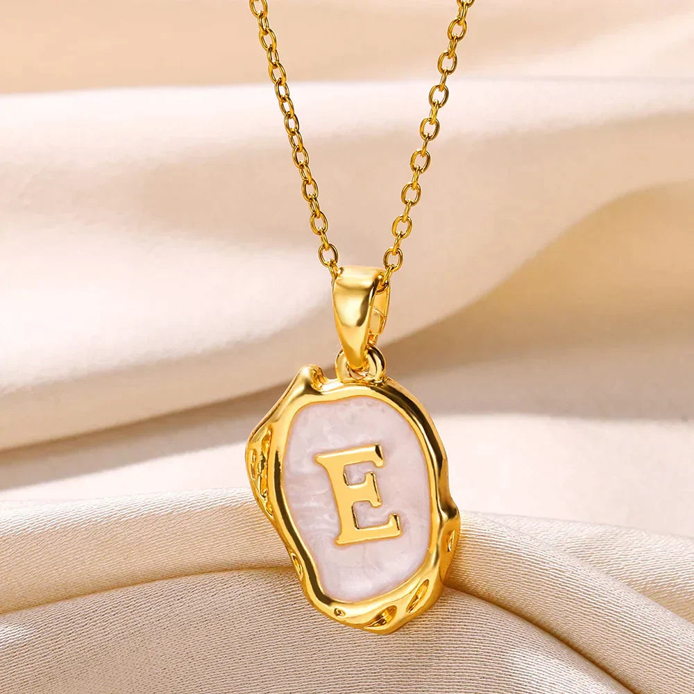 Silver Ocean Necklace with Initials at the Bottom of the Sea