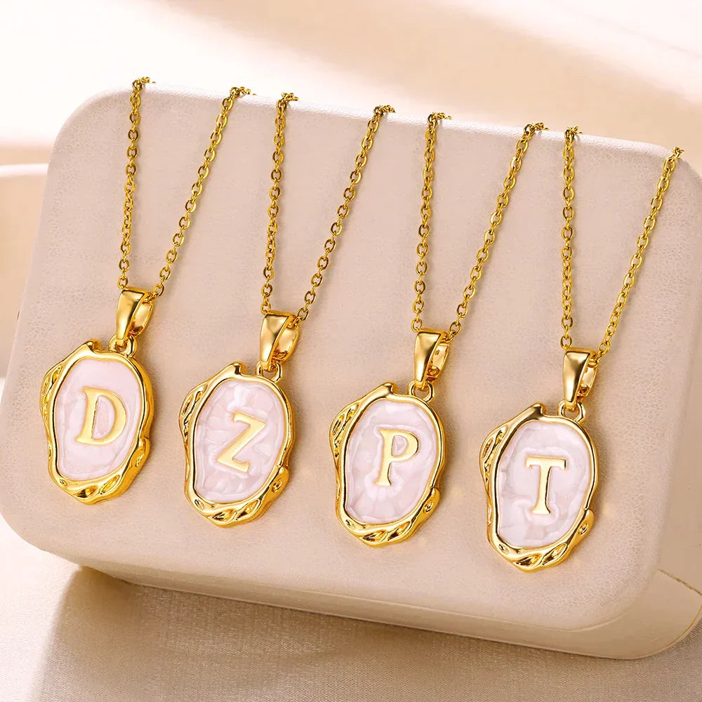 Silver Ocean Necklace with Initials at the Bottom of the Sea