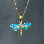Dragonfly Necklace in Gold with Opal-Westeryn