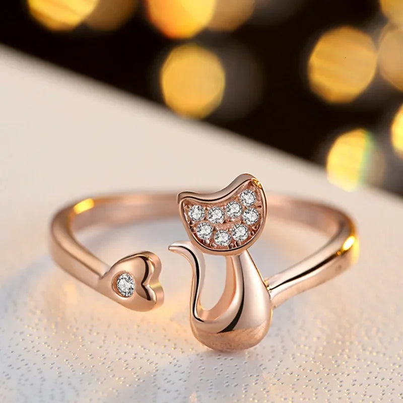 Whimsical Cat Open Ring