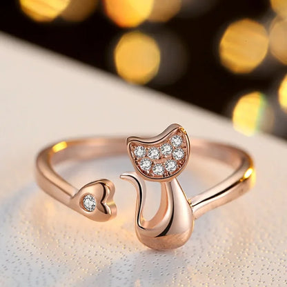Whimsical Cat Open Ring