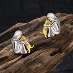 NURI – Elegant Bicolor Hugging Stud Earrings in Silver & Gold for a Stylish Look-Westeryn