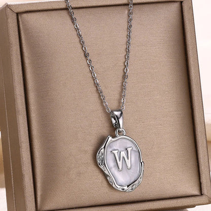 Silver Ocean Necklace with Initials at the Bottom of the Sea
