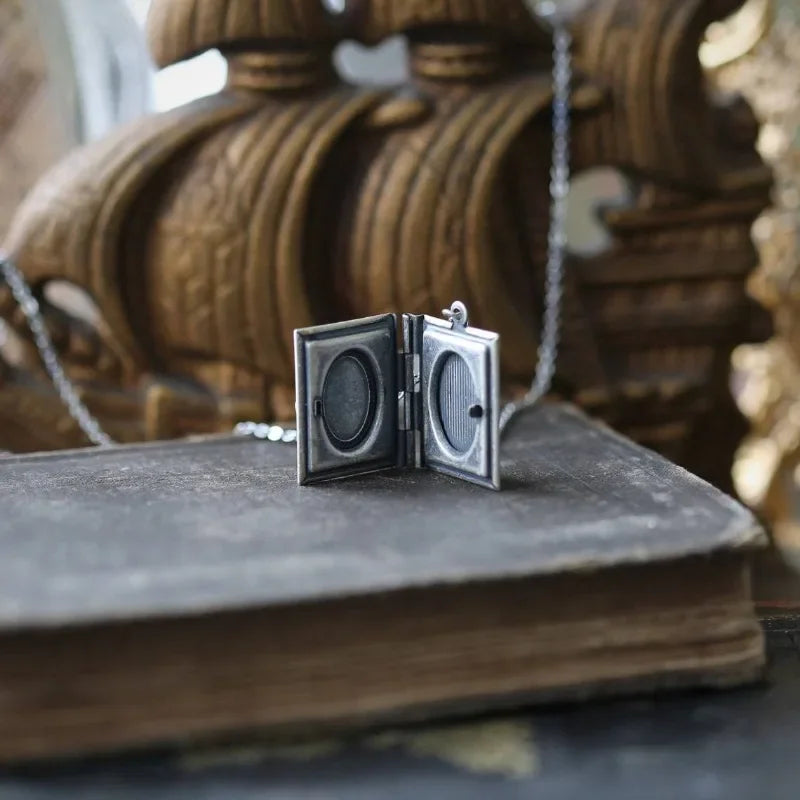 Whimsical Cat Book Pendant Necklace