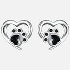 NORA – Elegant Heart-Paw Stud Earrings with Sparkling Black Crystal for Stylish Accents-Westeryn