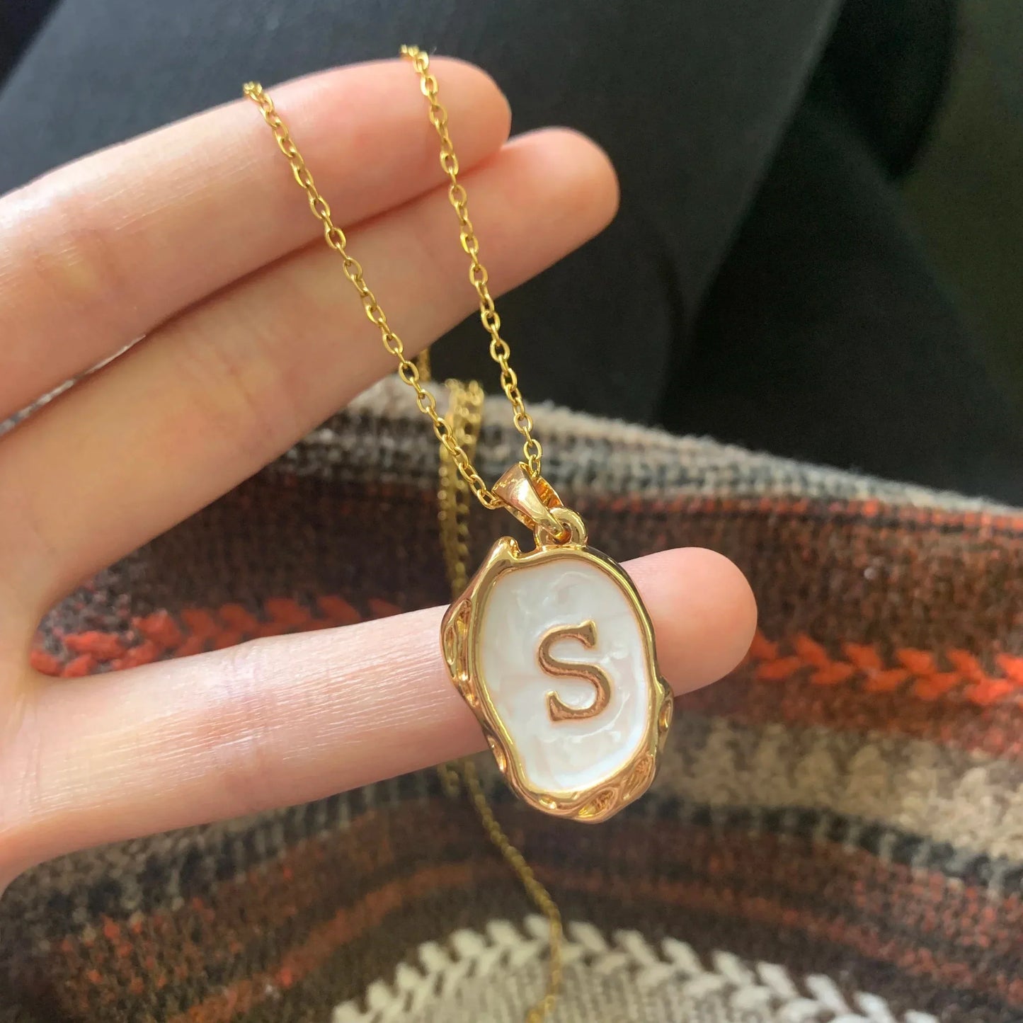 Silver Ocean Necklace with Initials at the Bottom of the Sea