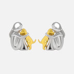 NURI – Elegant Bicolor Hugging Stud Earrings in Silver & Gold for a Stylish Look-Westeryn