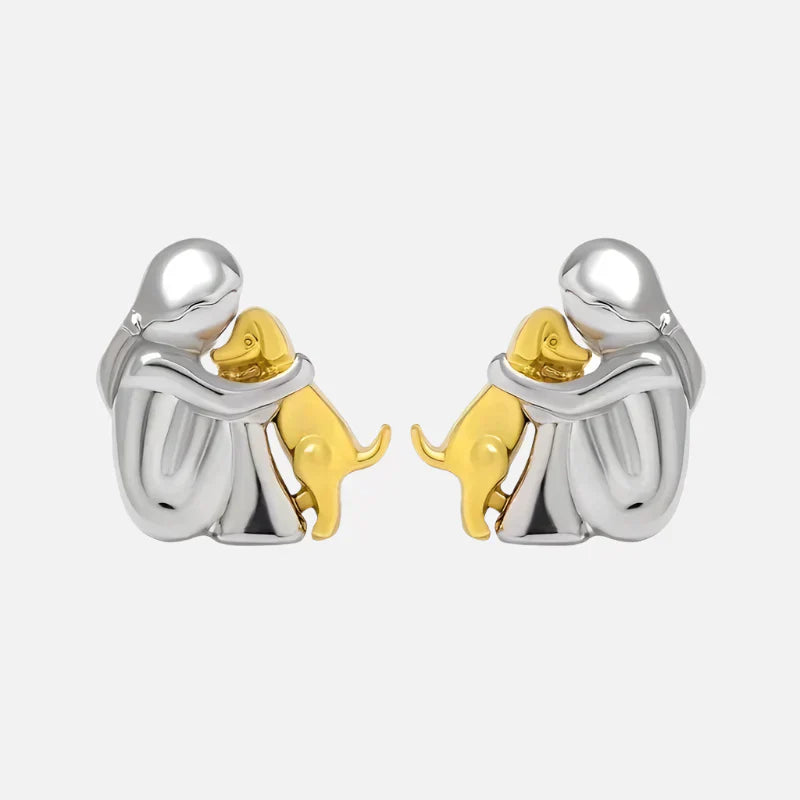 NURI – Elegant Bicolor Hugging Stud Earrings in Silver & Gold for a Stylish Look