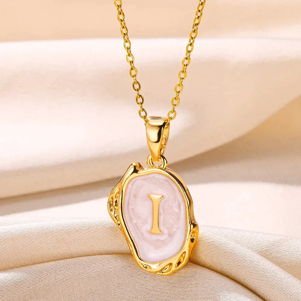 Silver Ocean Necklace with Initials at the Bottom of the Sea