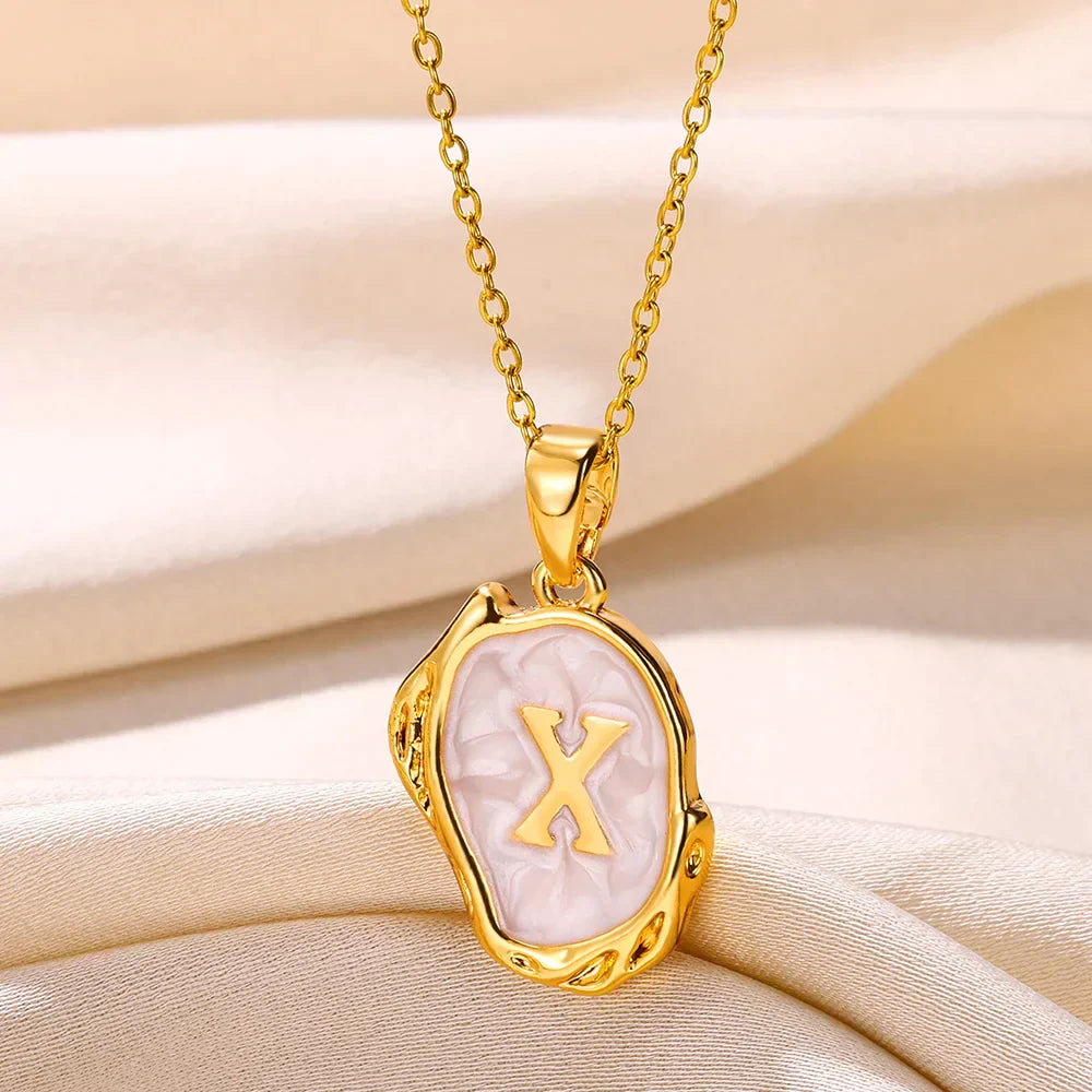 Silver Ocean Necklace with Initials at the Bottom of the Sea