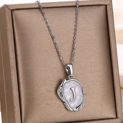 Silver Ocean Necklace with Initials at the Bottom of the Sea