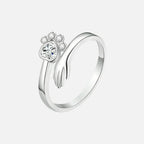 MARA – Elegant adjustable ring made of 925 sterling silver with handcrafted hand and paw motif-Westeryn