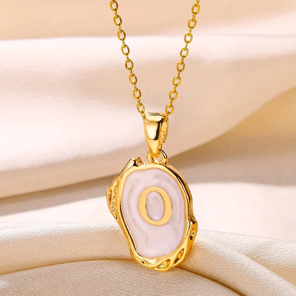 Silver Ocean Necklace with Initials at the Bottom of the Sea