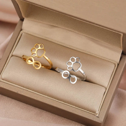 AYLA – Elegant Adjustable Infinity Paw Ring Made of High-Quality Stainless Steel