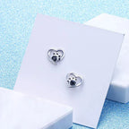 NORA – Elegant Heart-Paw Stud Earrings with Sparkling Black Crystal for Stylish Accents-Westeryn