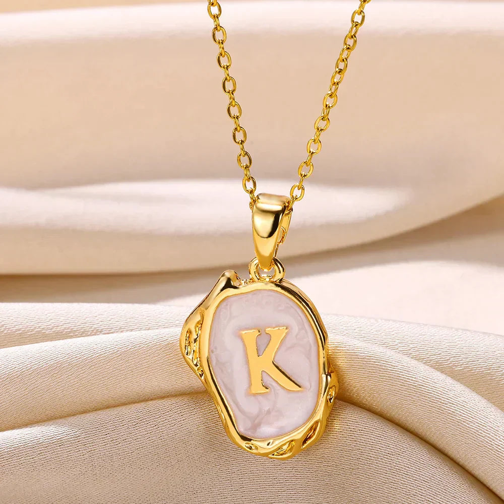 Silver Ocean Necklace with Initials at the Bottom of the Sea