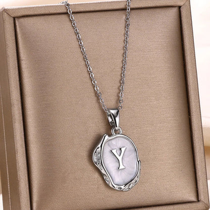 Silver Ocean Necklace with Initials at the Bottom of the Sea