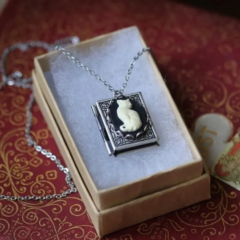 Whimsical Cat Book Pendant Necklace-Westeryn