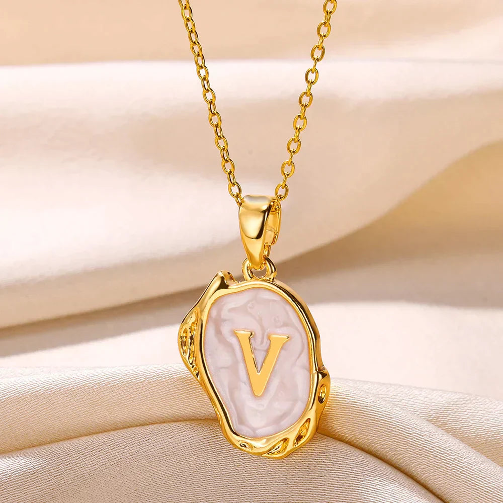 Silver Ocean Necklace with Initials at the Bottom of the Sea