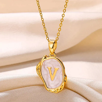 Silver Ocean Necklace with Initials at the Bottom of the Sea