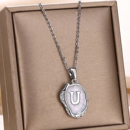 Silver Ocean Necklace with Initials at the Bottom of the Sea