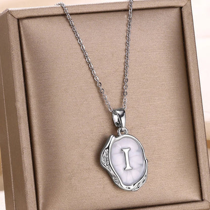 Silver Ocean Necklace with Initials at the Bottom of the Sea