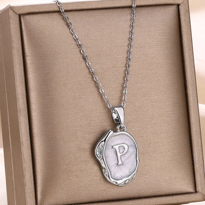 Silver Ocean Necklace with Initials at the Bottom of the Sea