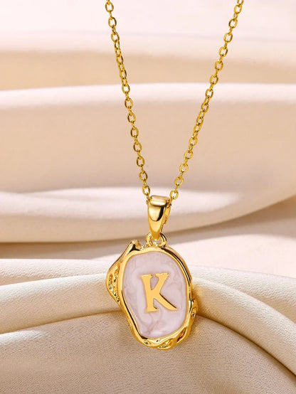Silver Ocean Necklace with Initials at the Bottom of the Sea