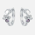 Elegant ILLA Paw Huggie Earrings made of 925 Sterling Silver with Sparkling Zirconia and Heart Stone-Westeryn