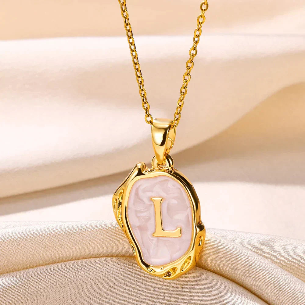 Silver Ocean Necklace with Initials at the Bottom of the Sea
