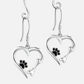Elegant Silver Drop Earrings with Charming Heart, Sweet Paw, and Bone Design-Westeryn