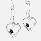 Elegant Silver Drop Earrings with Charming Heart, Sweet Paw, and Bone Design-Westeryn