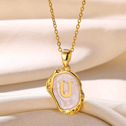 Silver Ocean Necklace with Initials at the Bottom of the Sea