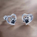 NORA – Elegant Heart-Paw Stud Earrings with Sparkling Black Crystal for Stylish Accents-Westeryn