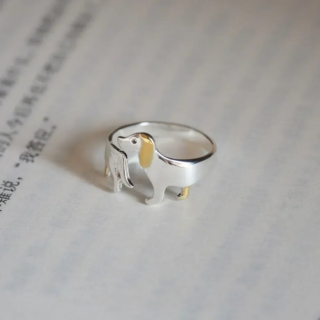 REYA – Elegant Adjustable Dachshund Ring Made of High-Quality 925 Sterling Silver-Westeryn