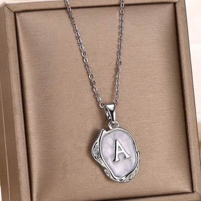 Silver Ocean Necklace with Initials at the Bottom of the Sea