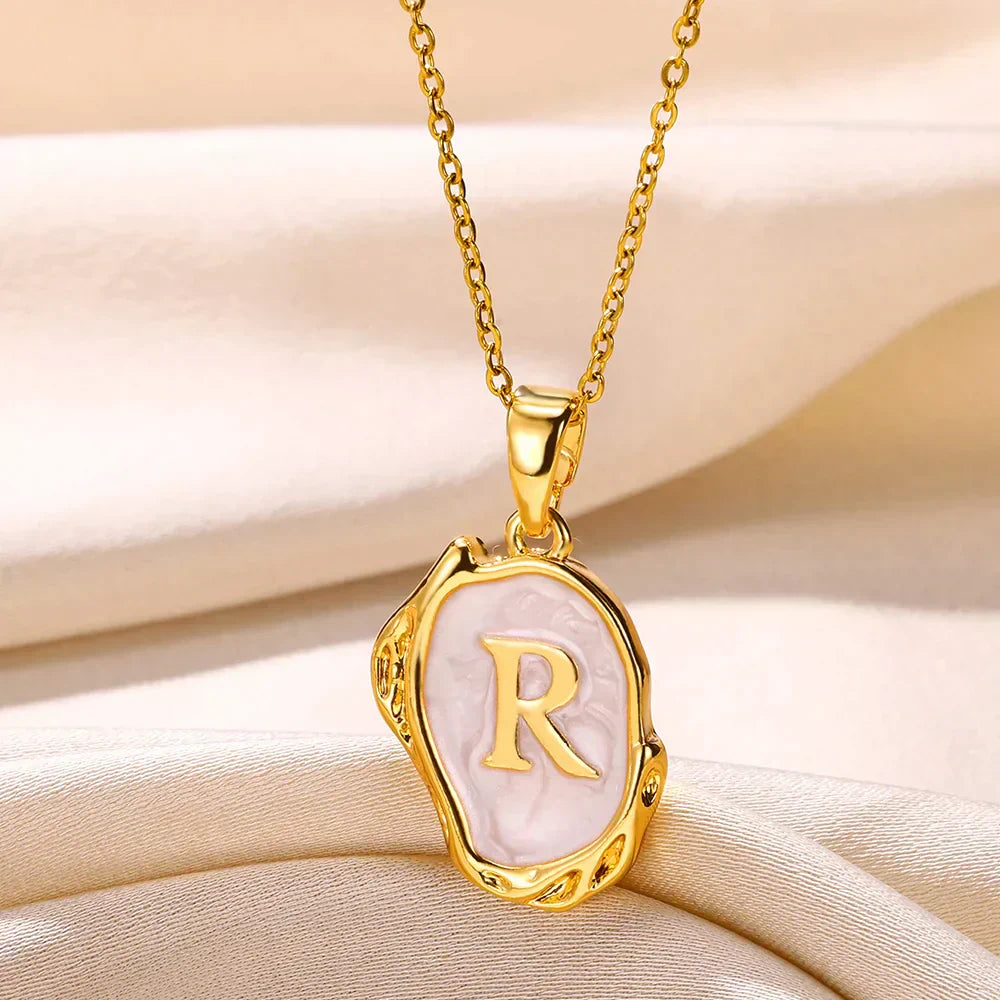 Silver Ocean Necklace with Initials at the Bottom of the Sea